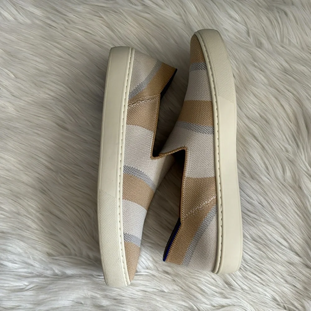 Rothy's Birch Stripe Neutral Slip-On Sneakers Size 10 - Picture 3 of 13